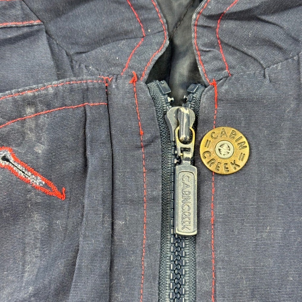 Cabin Creek Parka Jacket Large Navy Blue Quilted Lined Utility Vintage Men's - Picture 3 of 11